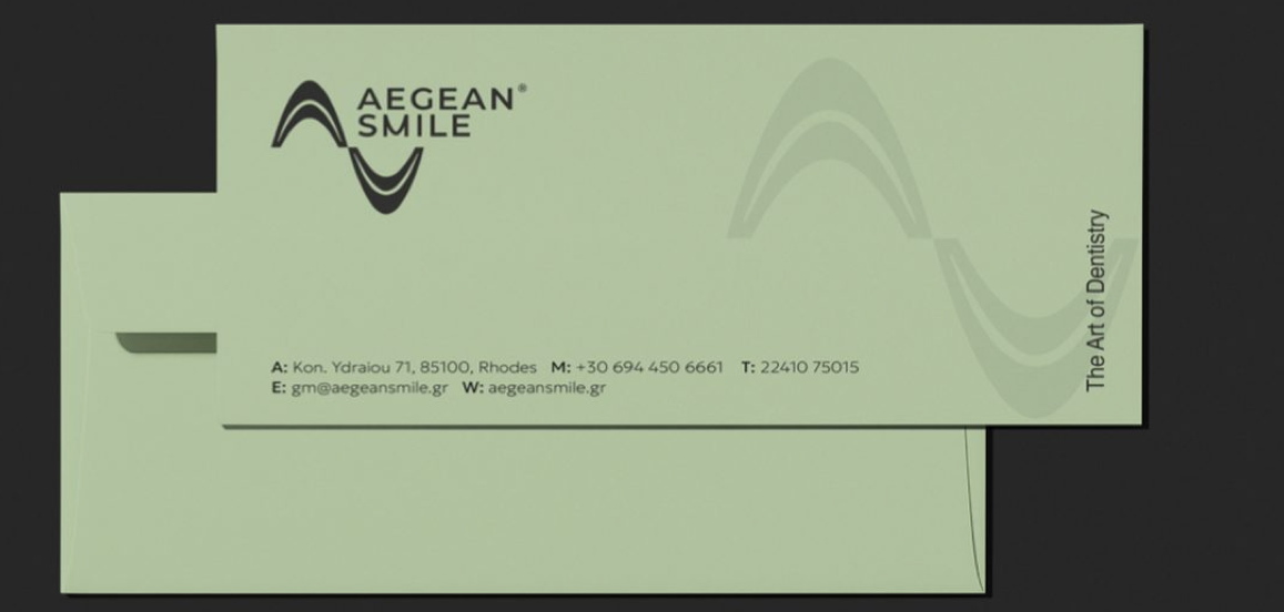 Εταιρικά έντυπα Aegean Smile — επιστολόχαρτο και φάκελος